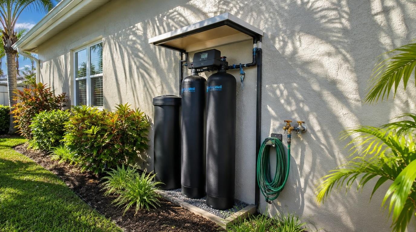 Water filtration system installed beside a South Florida home — Water filtration in Ocean Ridge